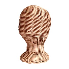 Rattan Manikin Head,Hat Rack Stand and Wig Holder,Wig Stand Portable Wig Head Tabletop Hats Display Stand for Home Salon Beginner Stylist, Style B