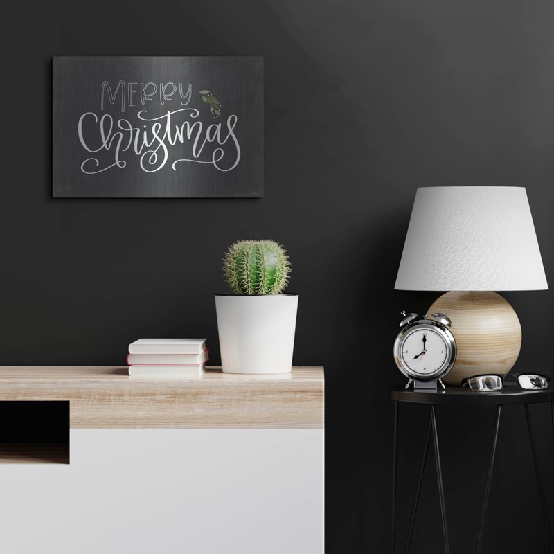 Luxe Metal Art 'Merry Christmas Chalkboard' by Imperfect Dust, Metal