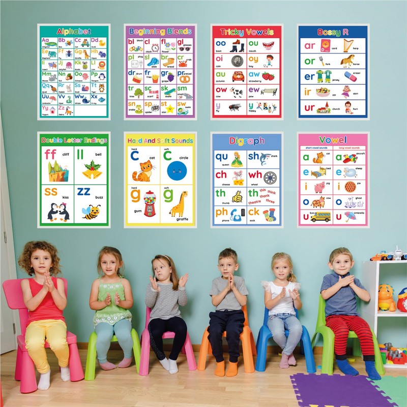 Wasise 10 Pack Alphabet Poster - Preschool Learning Resources, Learning