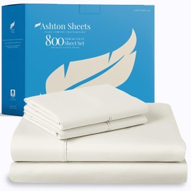 100% Egyptian Cotton Sheets Twin Size - 800 Thread Count 3 PC Twin Sheet Set Egyptian Cotton - Sateen Weave Luxury Sheets Twin Size, High Thread Count Sheets, 16" Deep Pocket - Ivory