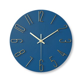 Lezalic Wall Clock, Simple, Scandinavian Style, Interior, Analog, Wall Clock, Quiet, Living Room, Office, Bedroom (Blue Topaz)