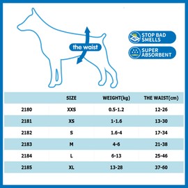 BPS Pack of 8 Hygienic Panties for Dogs, Pets, Physiological, Hygienic Panties, 5 Sizes to Choose From