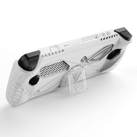 HUAYUWA White Protective Case with Bracket Compatible for ROG Ally 7" Gaming Handheld 2023 Soft TPU Cover Case Game Console Full Pretoction Case