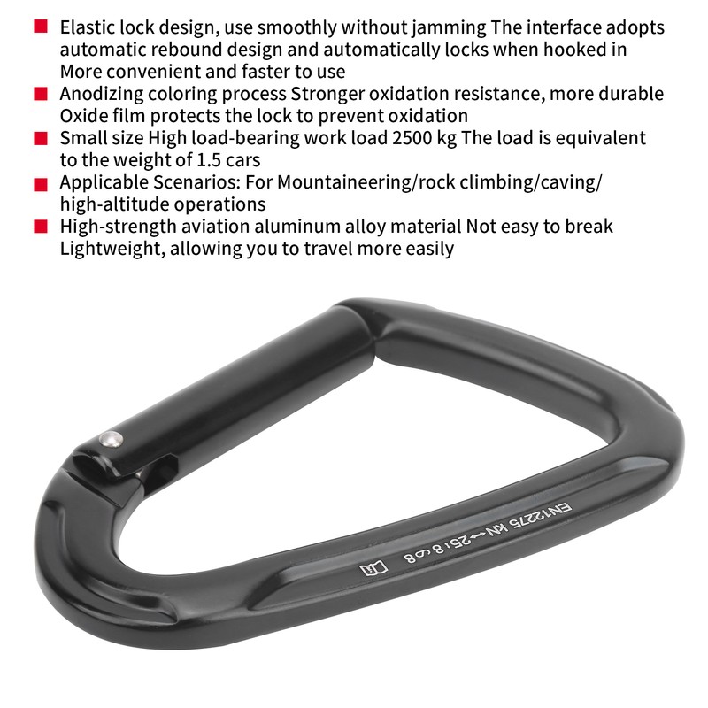 DType Mountaineering Carabiner Elastic Buckle Wear Resistant 25kN Bearing Climbling