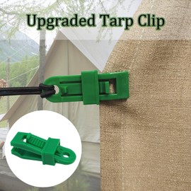 ADWUALI Heavy Duty Tarp Clip, 18 Pieces Lock Grip Clamps Tighten Tent Clip Fit for Awnings, Outdoor Camping, Car Cover, Green
