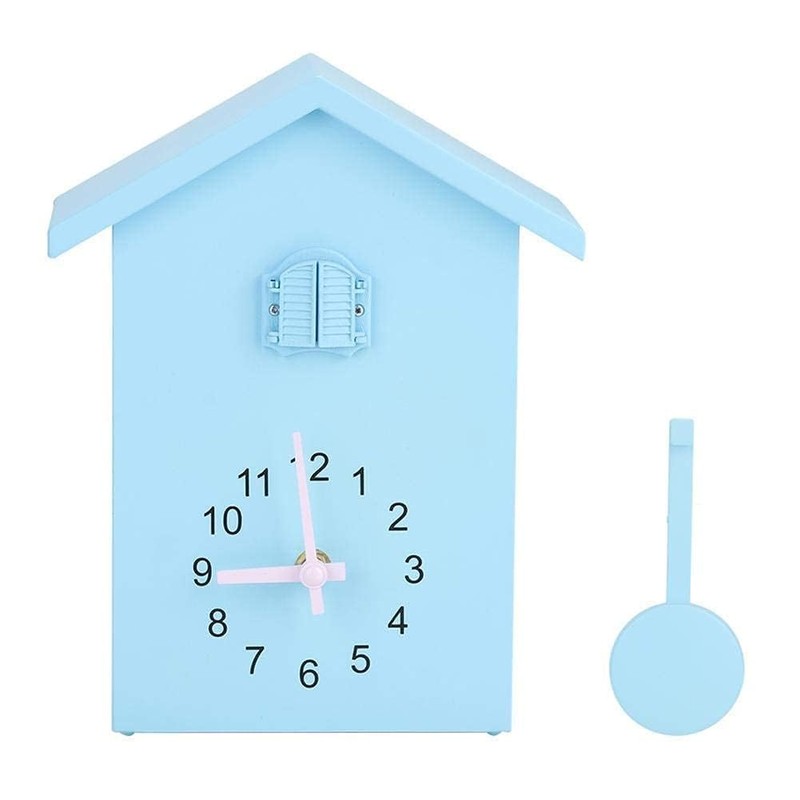 HERCHR Modern Cuckoo Clock, Birdhouse Blue Wall Clock, Cuckoo Clock