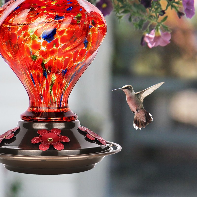 Hummingbird Feeder, BOLITE Glass Hummingbird Feeders for Outdoors Hanging, Hand