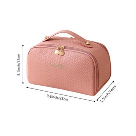 Vbvbip 2025 New Elegant Travel Makeup Bag for Women, Waterproof Cosmetic Organizer Pouch, Large Quilted Makeup Bags，Pink