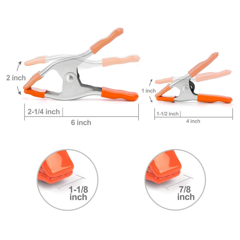 PONY 6-inch, 4-inch Heavy Duty Metal Spring Clamps Set, 2-inch,