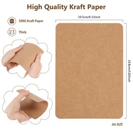 moinkerin Pack of 60 A6 Kraft Paper Cards, 10.5 x 14.8 cm, 300 g/m², Printable Postcards, Blank Cards for DIY, Wedding Invitations, Thank You Cards