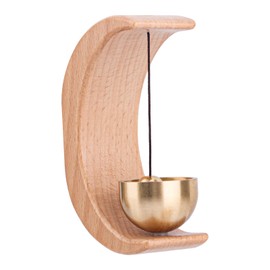 Shopkeepers Bell, Moon Shaped Wooden Doorbell Magnetic Wood Chime for Door Opening Rustic Hanging Jingle Bell Decoration for Business Entrance Home Cafe Shop Keeper, Unique Housewarming Gift
