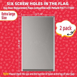 2PACK Extra Large Dog Door Replacement Flap with Screws,Doggie Door Replacement Flaps Compatible with PetSafe Freedom Doggie Doors PAC11-11040, 13 1/8" X 24 7/8", Flexible, Weather Resistant