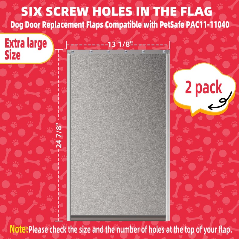 2PACK Extra Large Dog Door Replacement Flap with Screws,Doggie Door