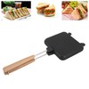 Double Sided Frying Pan Aluminum Solid Wood Anti Stick Stovetop