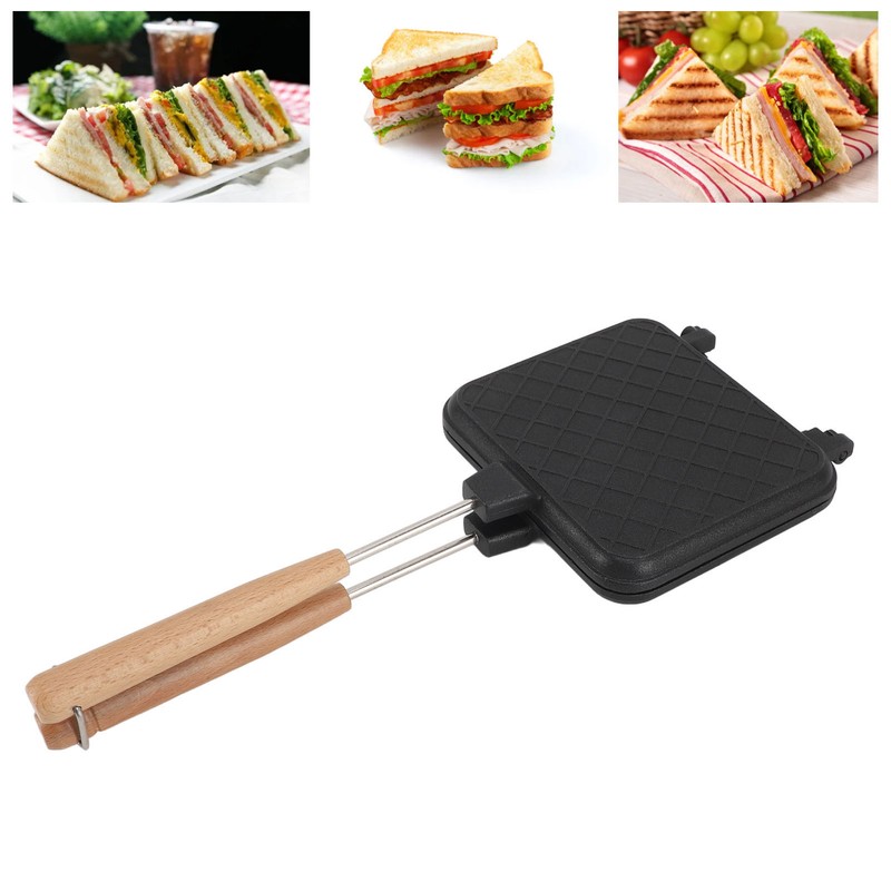 Double Sided Frying Pan Aluminum Solid Wood Anti Stick Stovetop