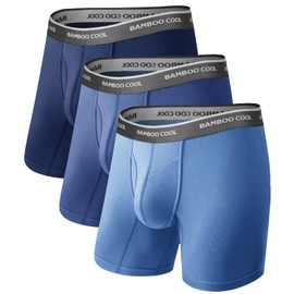 BAMBOO COOL Men's Ultra-Soft Breathable Boxer Briefs 3-Pack - Moisture Wicking Underwear | Comfort Fit, Tagless