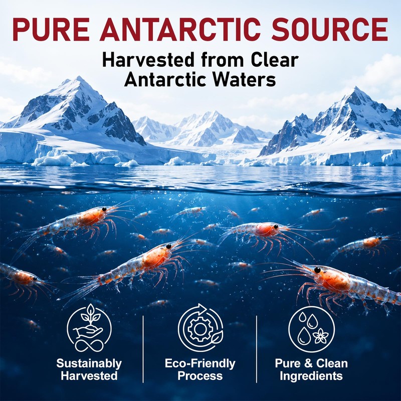 Antarctic Krill Oil 2000mg Softgels with Omega-3s EPA, DHA, Astaxanthin