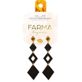 Farma Bijoux Hypoallergenic Long Black Pendant Earrings L65mm