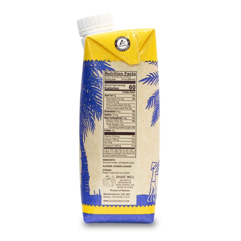 CocoGoods Co Single-Origin Natural Coconut Water with Fresh Pineapple Juice