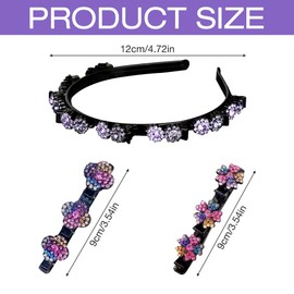 AVCXEC 9 x Hummingbird Hair Clip with Crystal Flower, Rhinestone Hair Clip, Women's Hummingbird, Double Layer Hair Clip, Glitter, Four Leaf Hair Pin, Braided Hair Clip, Glitter Crystal Flower