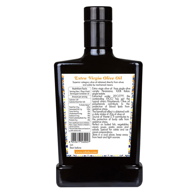 Oilala Extra Virgin Olive oil Peranzana, 2020/21 Harvest! low Acidity,
