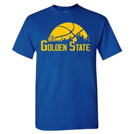 Golden State Basketball Skyline Men's Fan T-Shirt (Royal Shirt, 5XL)