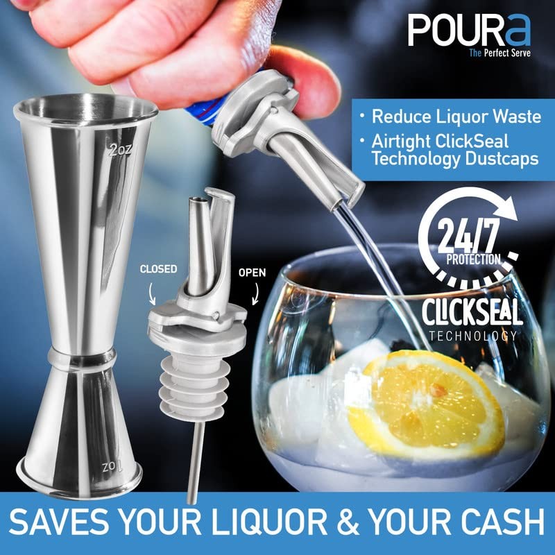 Poura Jigger and Measuring Cup Bar Set - Double Jigger