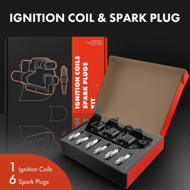A-Premium 1x Ignition Coil Pack and 6x Iridium Spark Plugs Compatible with Hyundai Sonata 1999-2001 2005 & Kia Optima 2001 2004-2005, Magentis 2001-2006