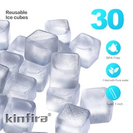 30 PCS Reusable Ice Cubes for Drinks - Refreezable Plastic Ice Cubes to Cool Drinks without Diluting Pretty Good for Parties BPA Free Dishwasher Safe White Clear