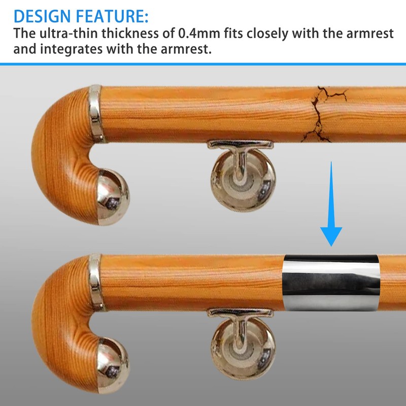 4Pcs 50mm Stair Handrail Connection Joint,Ultra-Thin 0.4mm Stainless Steel Expandable