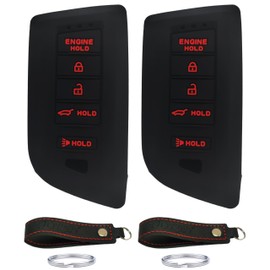 UOKEY Silicone Smart Push Start Key Fob Cover Compatible with 2022 2023 Acura MDX KR5TP-2 RDX MDX Integra (5 Buttons, 2 Black with red)