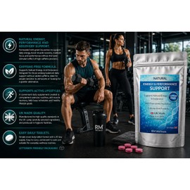 Energy & Performance Support - Exercise Recovery Tablets with Green Tea Extract - Caffeine Free Daily Supplement for Natural Energy, Focus & Metabolism Support - UK Made - 30 Tablets