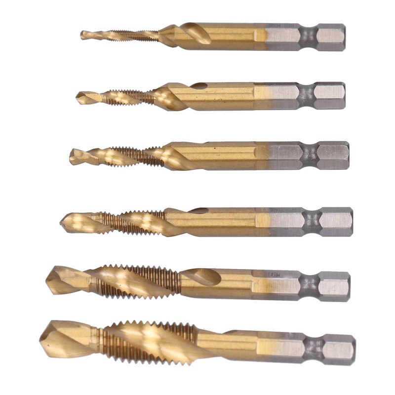 6Pcs Hex Shank Drill High Speed Steel Tap Chamfer Spiral