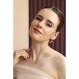 Sterling Silver Peridot 6mm Cushion-Cut Bezel-Set Dainty Dangle Leverback Earrings