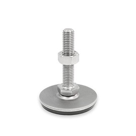 Ganter Normelemente GN 41-80-M12-100-D3-SK 41-80-M12-100-D3-SK Stainless Steel Adjustable Feet, Rubber Vulcanised, Silver, Thread d2: M12X100