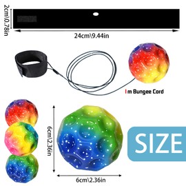 LUKIUP Pack of 3 Flashing Light Astro Jump Ball, Flashing Light Multicoloured Jumping Ball with Cord, Flashing Function Jumping Ball for Children, Interactive Toy for Stress Relief for Children