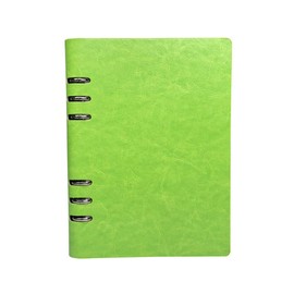A5 Classic Refillable Notebook Loose Pocket Leather 6 Holes Ring Binder Personal Planner Organizer Notebook Binder Reusable Multi Functional, Grass Green