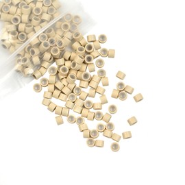 200 Pcs Silicone Lined Micro Rings Links Beads 4.0 mm Beads for Hair Extensions (Blonde)