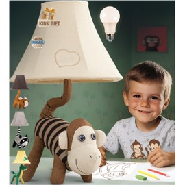 Monkey Table Lamp for Kids Bedroom - Gift for All Ages, Cute Animal Lamp Toddler Boys Girls, Monkey Room Decor Boys, Birthday Gifts Kids 3 4 5 6 7 8 9 10 Years Old, Brother Sister Son Nephew Sibling