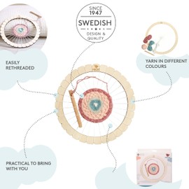 Micki Round Weaving Loom - Wooden Toys Weaving Kit + Weaving Yarn — Arts and Crafts for Kids — Art Supplies — Age 3+