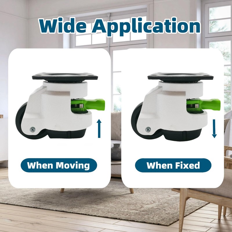 4 Pack Leveling Casters with Ratchet Handle, Adjustable Heavy Duty