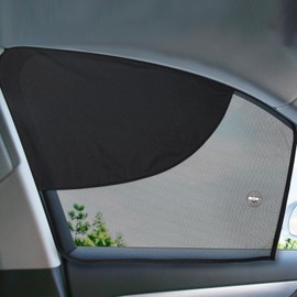 DIZA100 Car Front Window Sun Shade, 2 Pack Half Blackout & Half See-Through Magnetic Car Side Window Sunshades with Fixed Suction Cup, Car Window Curtain UV Protection for Driver