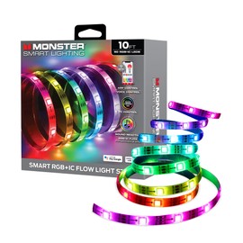 Monster Smart RGB+IC LED Strip Lights 10ft – Sound Reactive Strip Lights for Bedroom, App & Voice Control, RGB Light Strip for Room, Alexa Google Home, Razer Chroma Sync - 90 RGB+IC LED Lights
