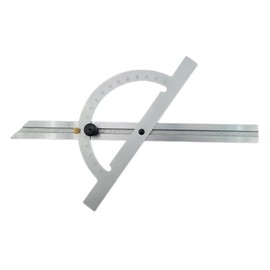 WRS Precision Protractor with Adjustable Rail, 10-170°, Rust-Proof, Matt Chrome, with Metal Locking Screw, in Case, Size: 150 x 300 mm