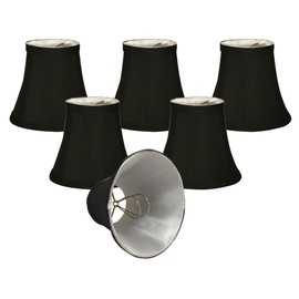 Royal Designs, Inc. CSO-1024-5BLK/WH-6 Clip-on Soft Bell Chandelier Lamp Shade with Flame Clip Fitter, 3 x 5 x 4.5, Black, 6-Pack