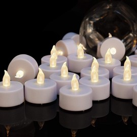 Battery Operated LED Tea Lights :100 Pack Flameless LED Flickering Candles Long Lasting 200+ Hours Electric Candle in Warm White Ideal for Party, Wedding, Birthday, Gifts and Home Decoration