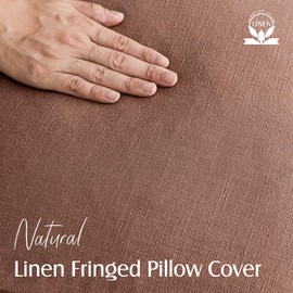 Foindtower Decorative Linen Fringe Throw Pillow Covers Cozy Boho Farmhouse Cushion Cover with Tassel Soft Accent Pillowcase for Chair Sofa Bed Living Room Home Decor, 20×20 Inch, 1PC, Rust