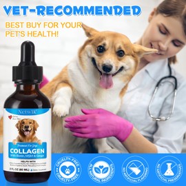 Collagen for Dogs - Skin and Coat Supplement for Dog, Dog Liquid Collagen, Collagens Supplement for Dogs - Collagens with Biotin, MSM & Ginger - 2 fl oz