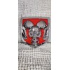 Red Truck Tailgate Skull Emblem Orangish Red And Silver 5