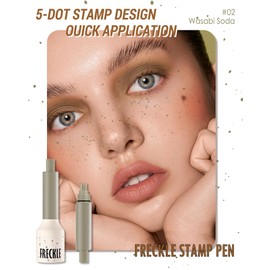 Freckle Stamp Cushion, Vivid Natural Faux Freckles Pen, Long Lasting Waterproof Quick Dry Lifelike Fake Freckle Stamp Pencil, Get Sun-kissed Stars Makeup in One Press, Makeup Gift for Women Girl-02